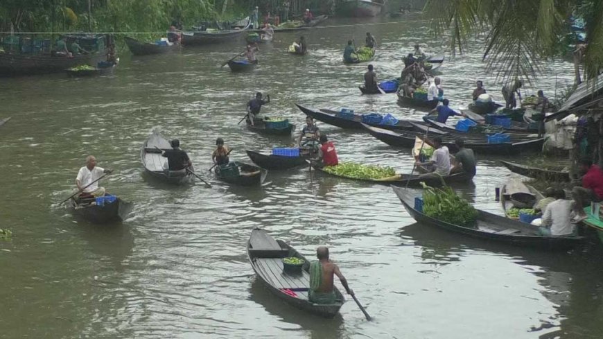 অস্থিরতা কাটিয়ে জমজমাট আমড়ার ভাসমান হাট