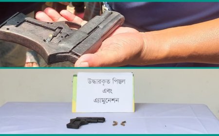 হাজীগঞ্জে ৬ষ্ঠ শ্রেণীর শিক্ষার্থীর কাছ থেকে গুলিসহ পিস্তল উদ্ধার