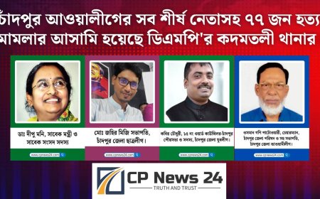 চাঁদপুর আওয়ালীগের সব শীর্ষ নেতাসহ ৭৭ জন হত্যা মামলার আসামি হয়েছে ডিএমপি'র কদমতলী থানার।