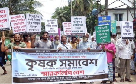 ফরিদগঞ্জে কৃষি বাঁচাতে কৃষকদের বিক্ষোভ